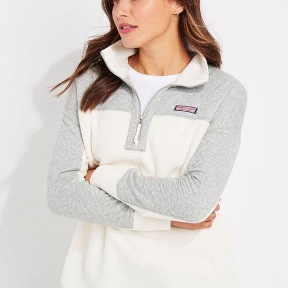 Vineyard Vines Womens Mixed Media Sherpa Half-Zip Pullover